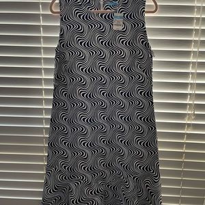 New JM Laughlin XL sleeveless slim dress with flare skirt. Navy & white.